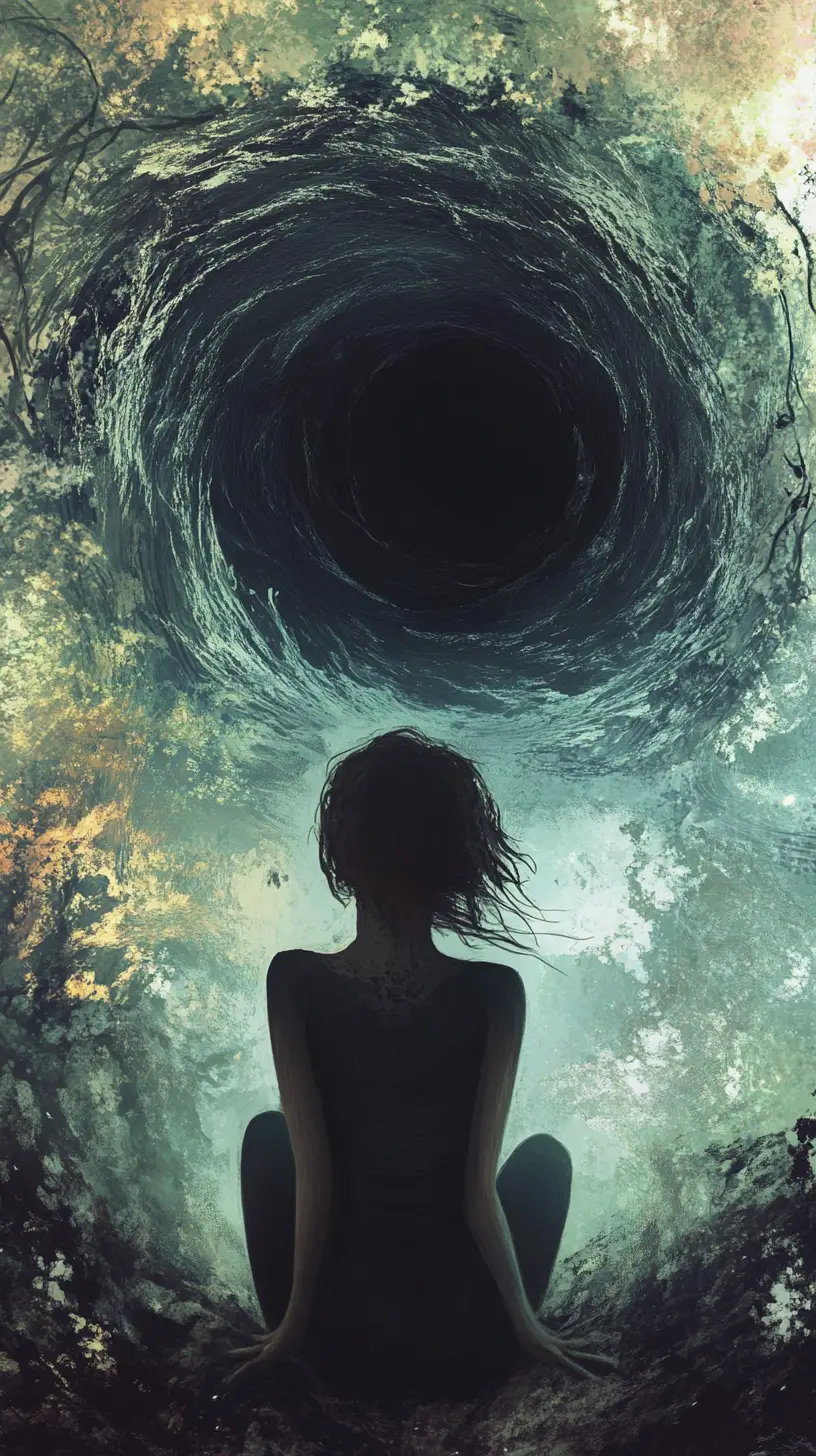 Abstract vision of an inward pulling hollow self