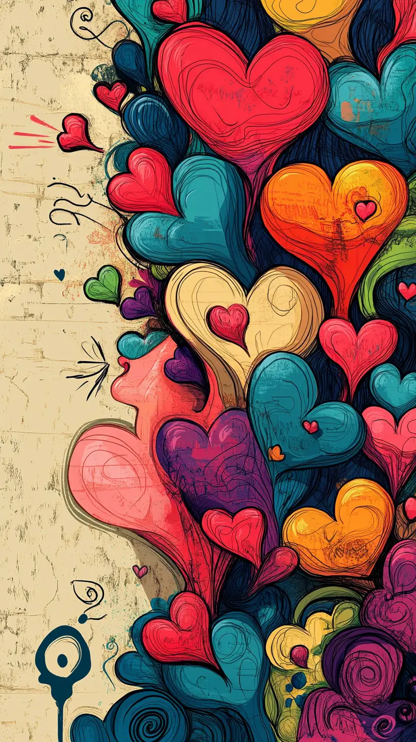 Naive abstract love story illustration with cupid and sea sunset