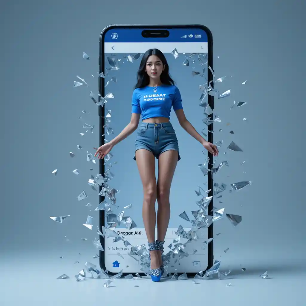 Femme sortant d’une scène de fil d’actualité Facebook sur téléphone