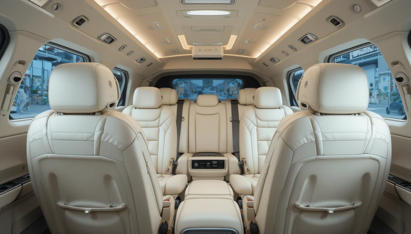 Rear Luxury Car Seats With Cream Leather And Ambient Light