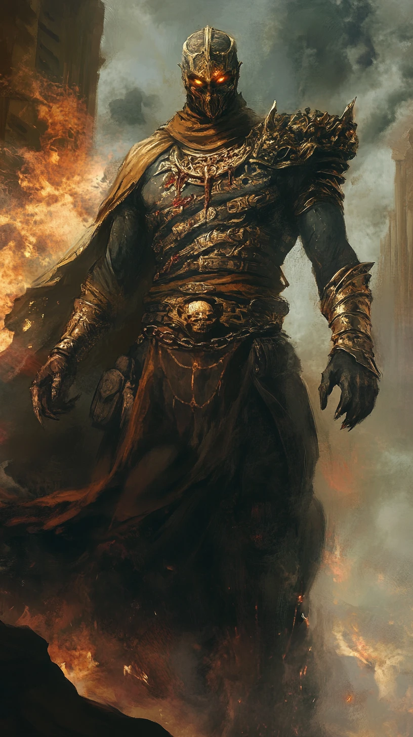 Demonic warlord in hellish sandstorm of the serpent court