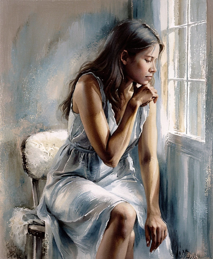Contemplative young woman by a softly lit window