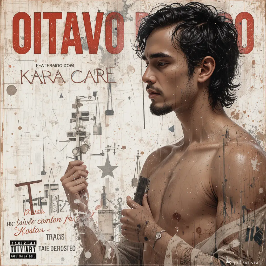 Sensual male silhouette on bold red and black album cover