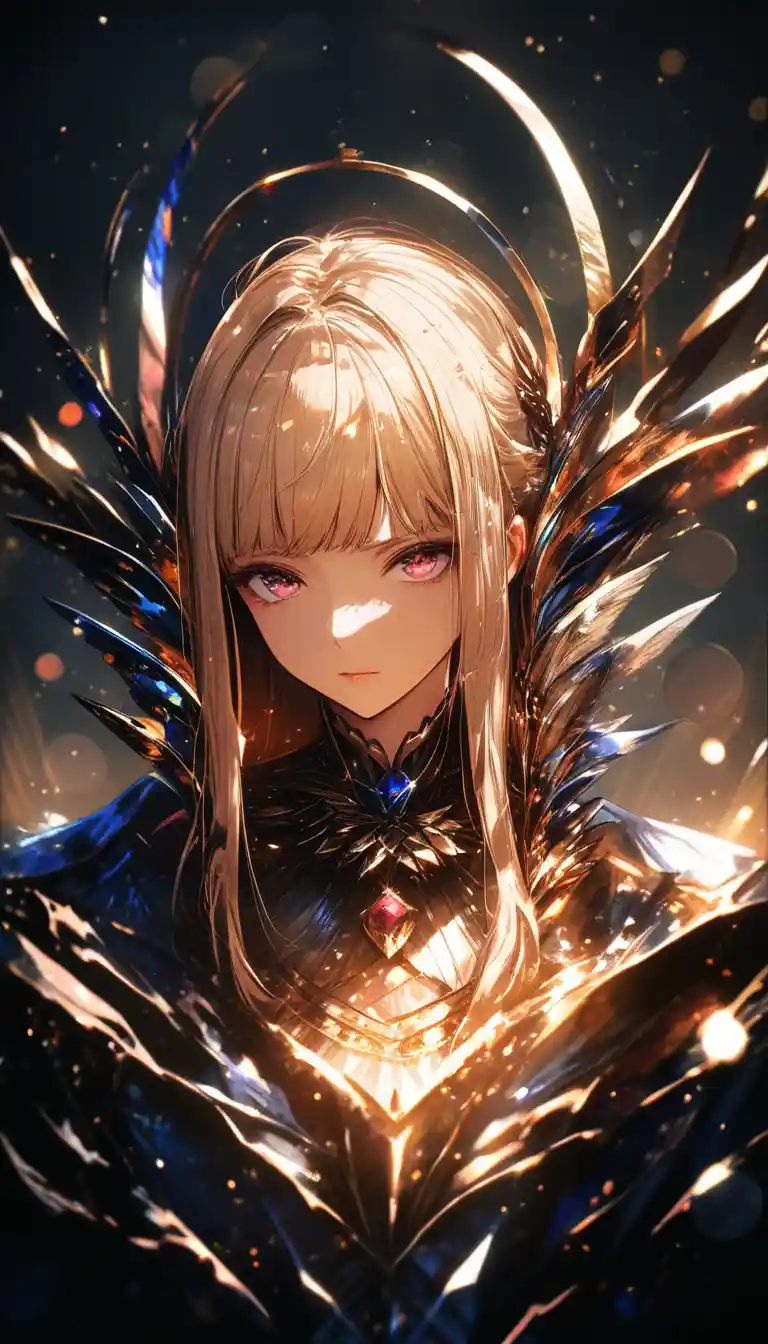 Close up of a beautiful anime magic girl in shadow