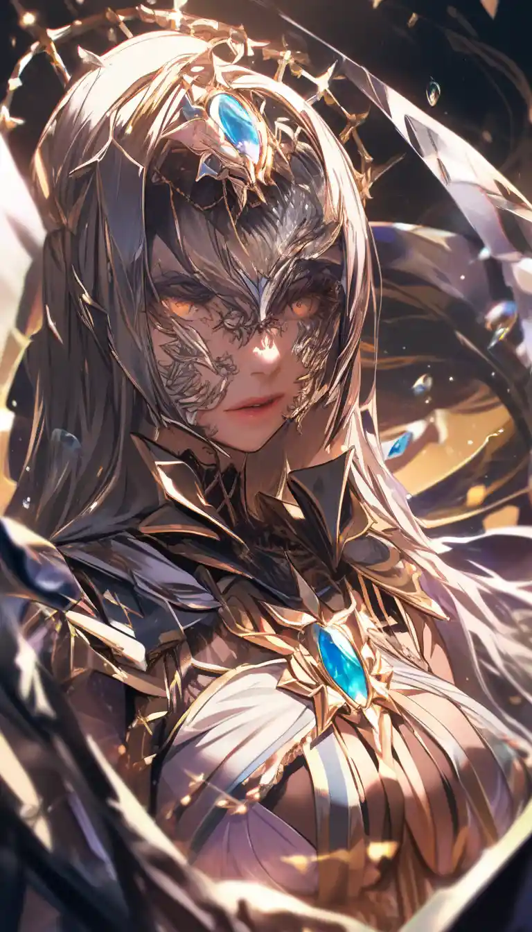 Close up anime girl face with dark straight hair