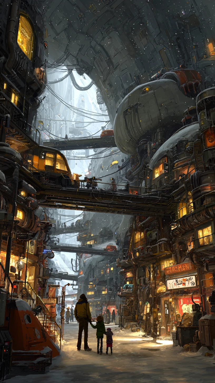 Futuristische Thermo-Hive-Straße in einem leuchtenden Gletscher