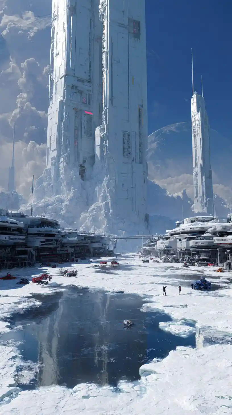 Futuristic Tower Base Above A Violent Underwater Volcano