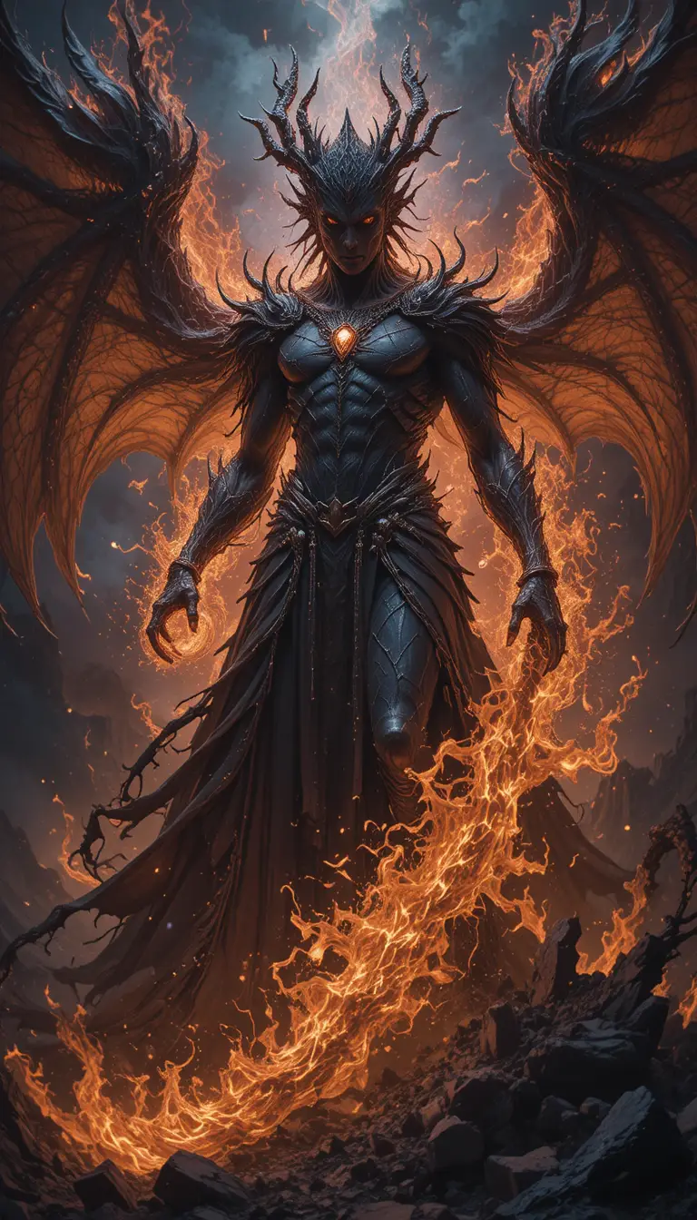 Ancient dragon wreathed in dark fire and fury