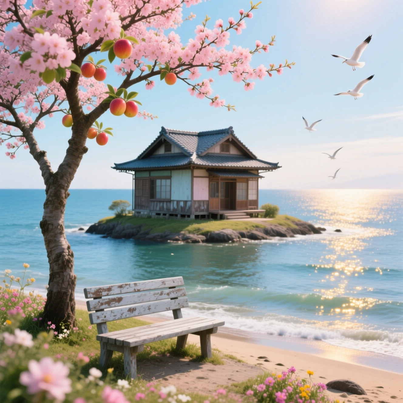 Gemütliches Inselhaus mit einer Mischung aus japanischer und amerikanischer Architektur