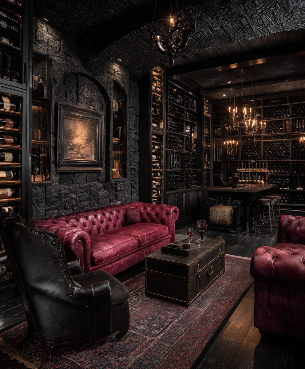 Interno di Cantina e Lounge Humidor in Stile Fantasy Cupo