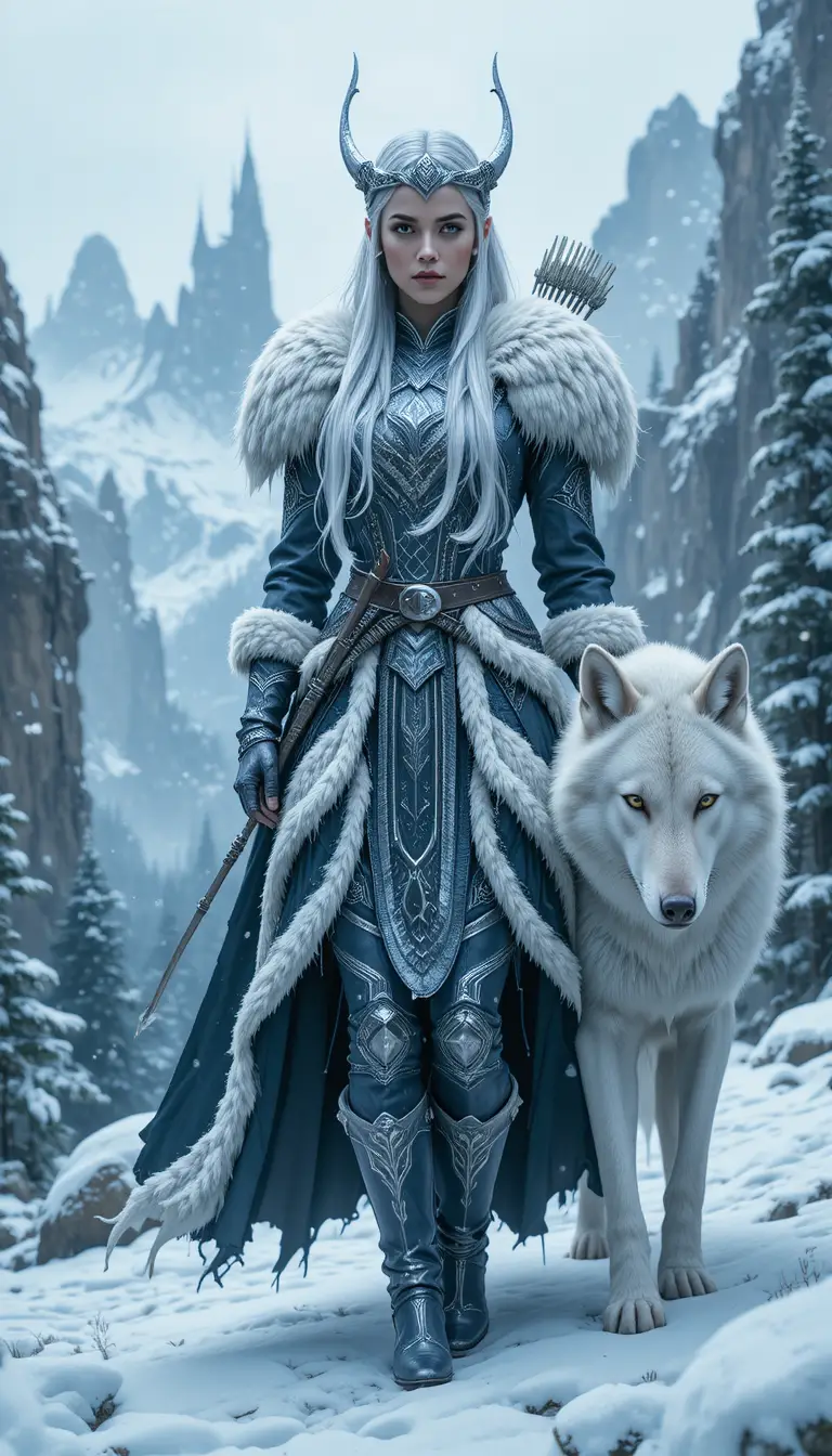 雪崖上的白狼與冬之狩獵女神