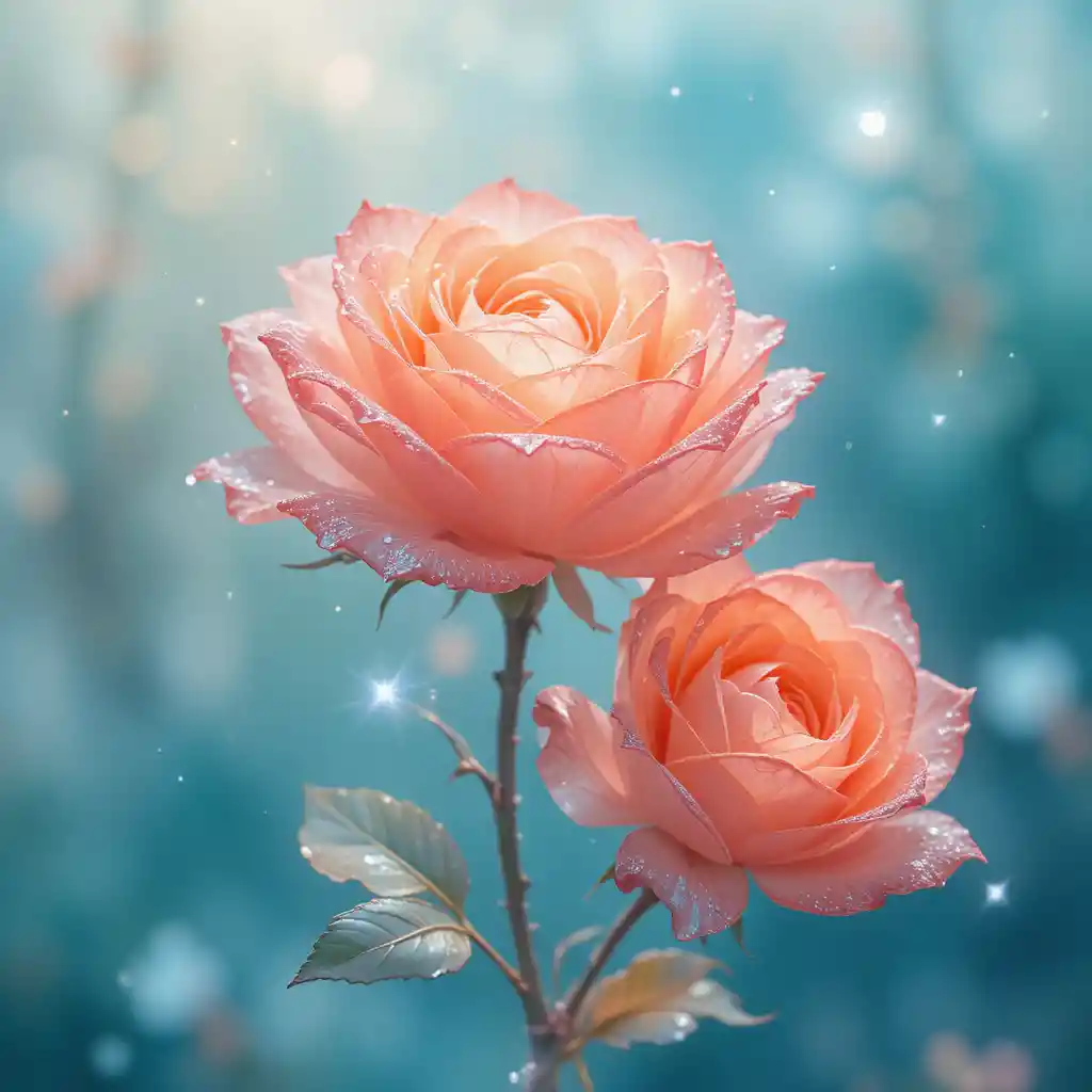 Roses aquarelle délicates aux pétales de cristal lumineux