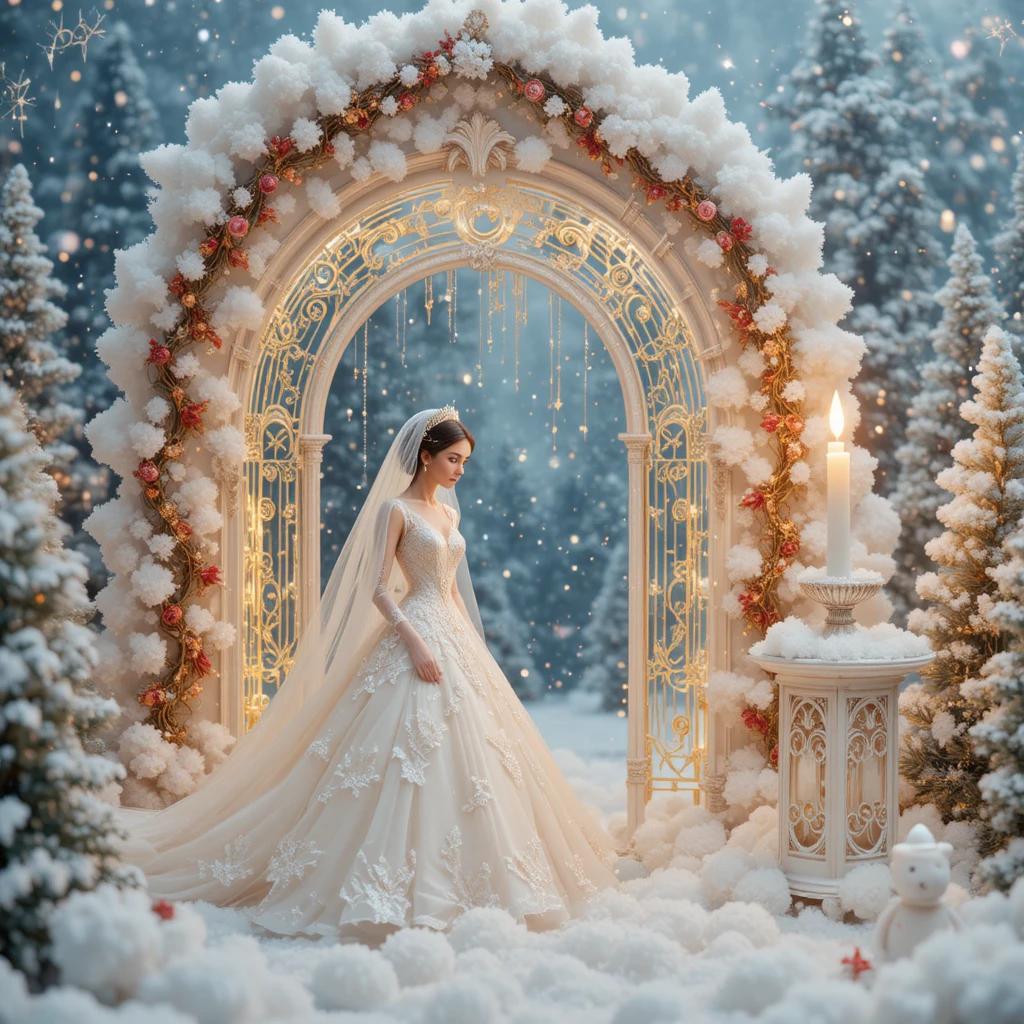 Bougies de fête blanches et douces avec décorations baroques dorées