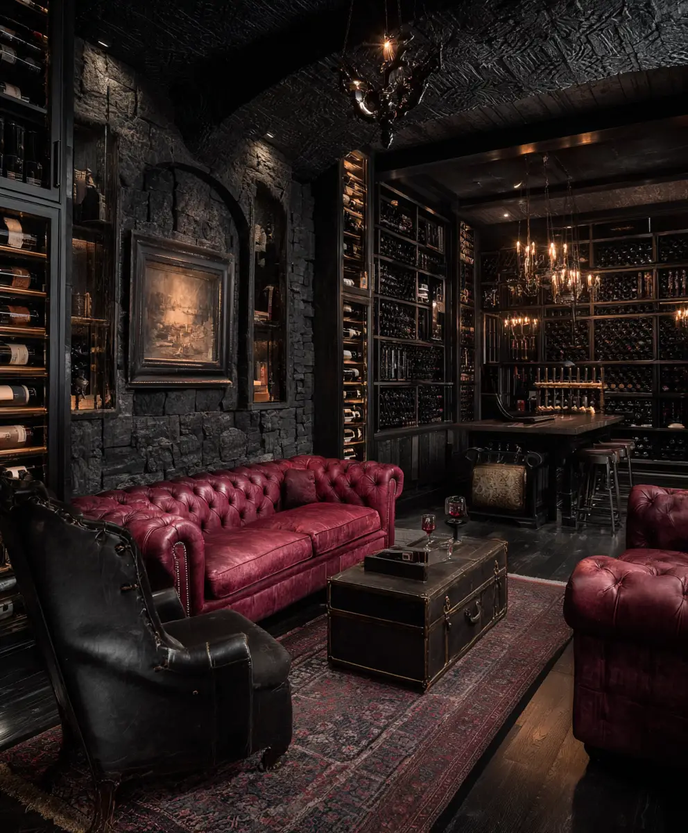 Moody Fantasy Wine Cellar And Humidor Lounge Interior