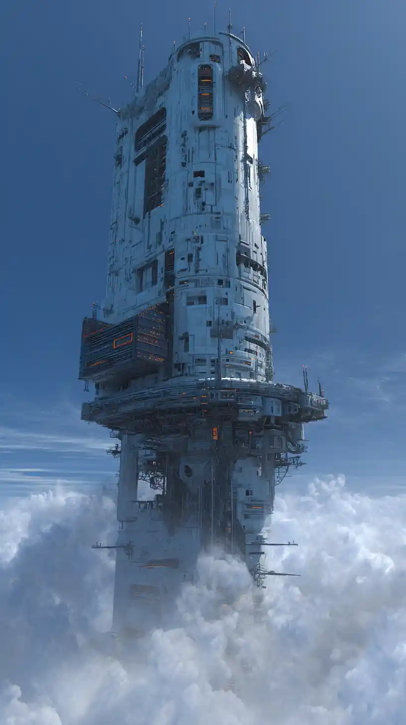 Futuristic Tower Headquarters Above Underwater Volcano On Krios 9