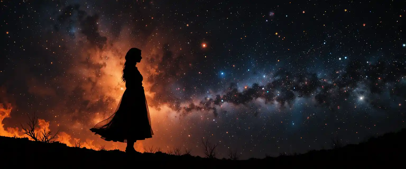 Velvety Black Cosmos With Fractals And Distant Starlight