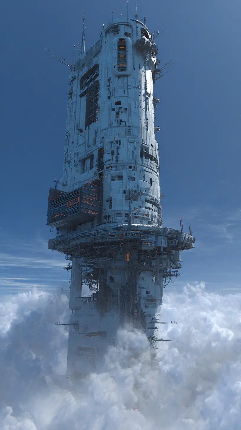 Futuristic Tower Headquarters Above Underwater Volcano On Krios 9