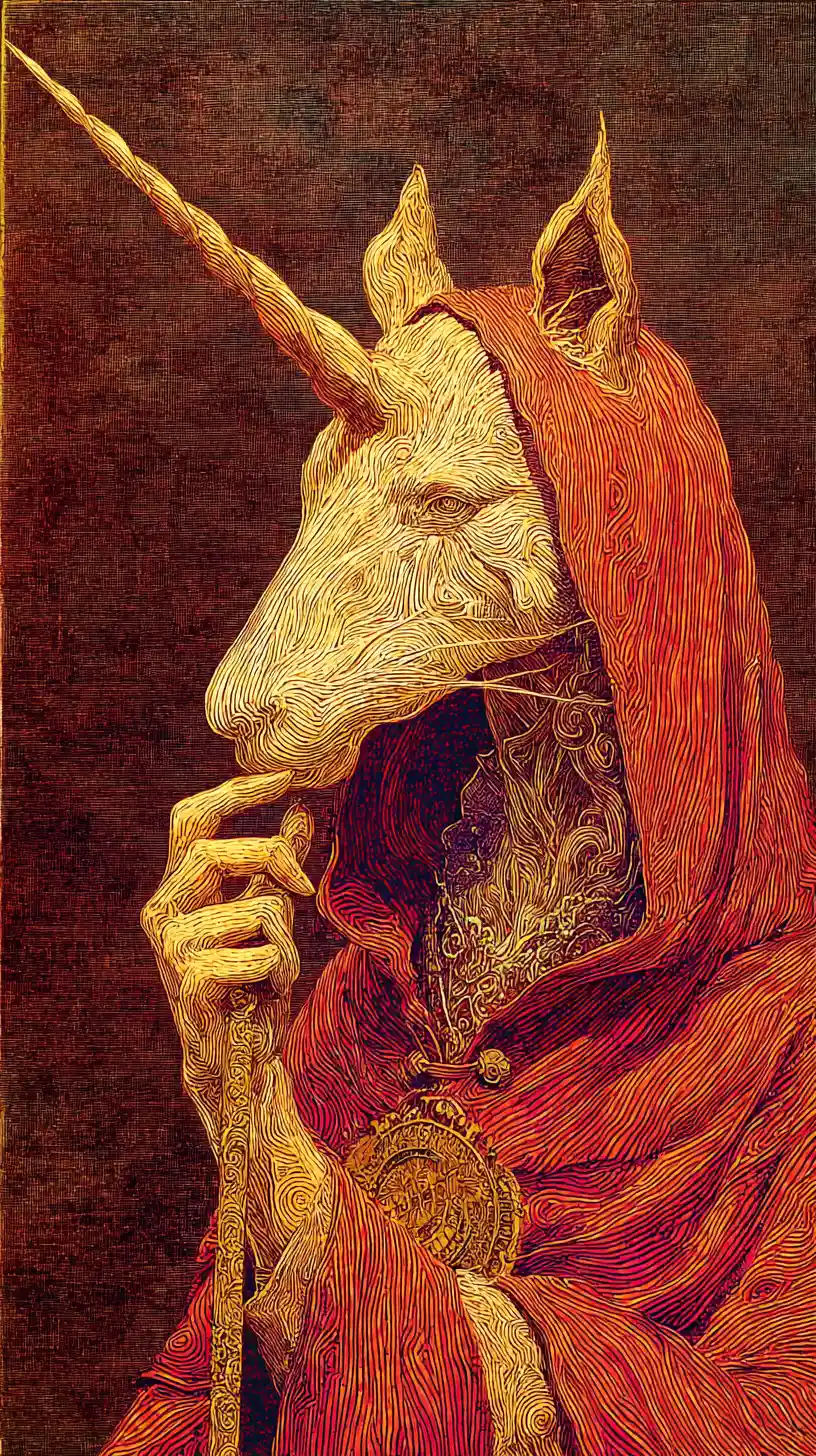 Ethereal Unicorn Witch In A Fantastical Portrait Scene