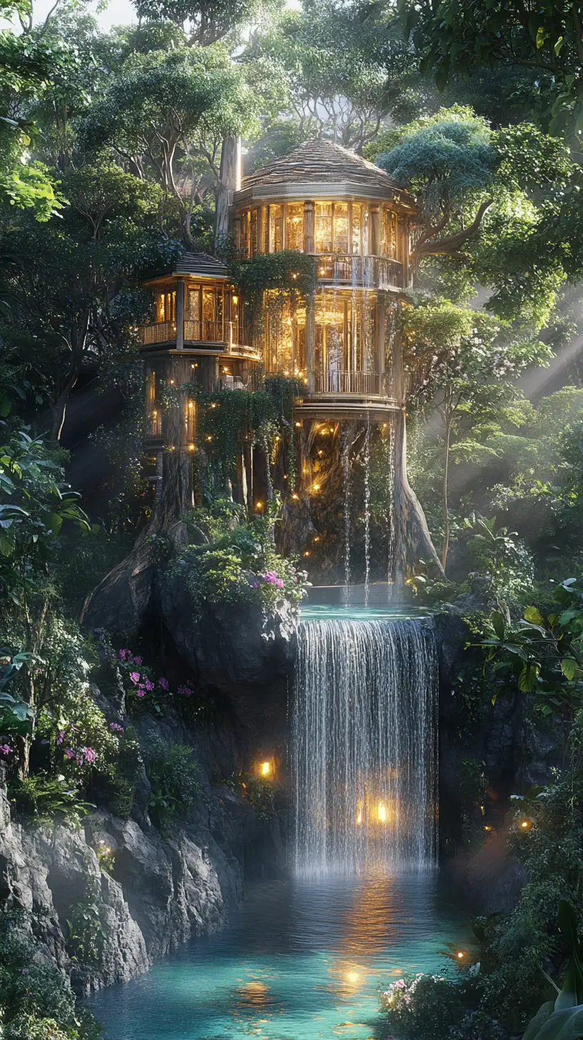 Luxury treehouse retreat with cliffside infinity pool