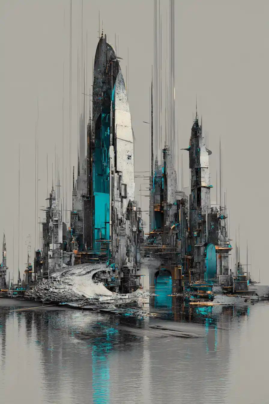 Surreal Gothic Spires Rising Over A Futuristic Cyberpunk City