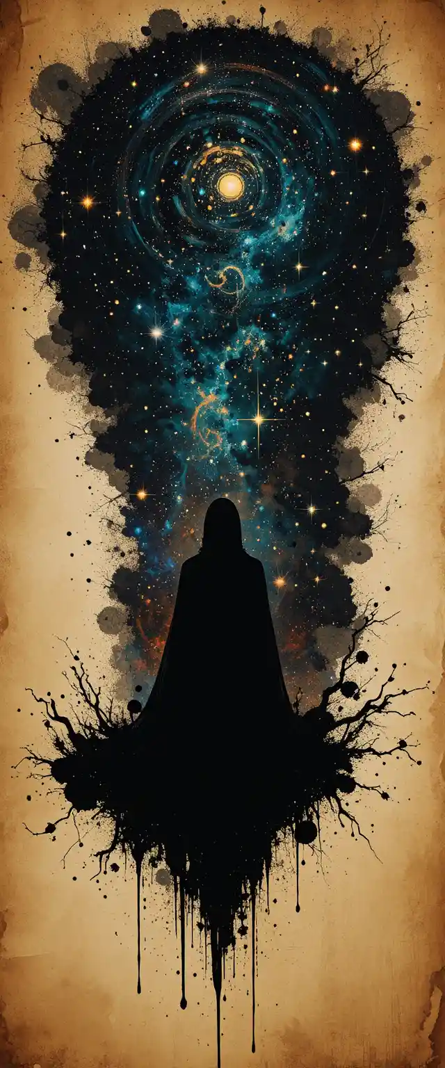 Velvety black cosmos with fractal stars and color