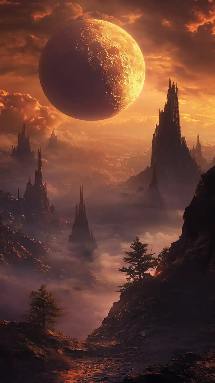 Windswept Plateau Above A Mist Filled Fantasy Abyss