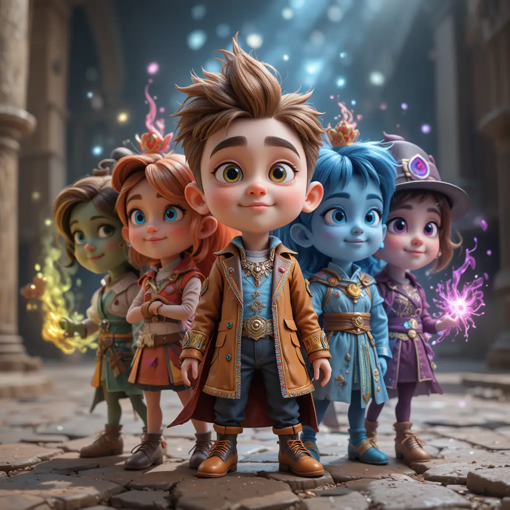 Colorful 3D characters with unique magical energy