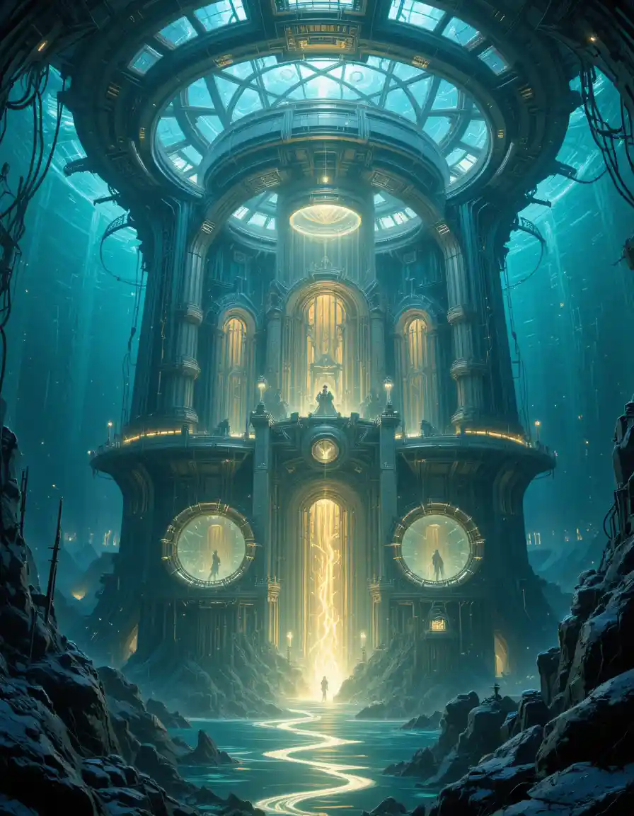 Base Subaquática Futurista em um Abismo Profundo do Oceano