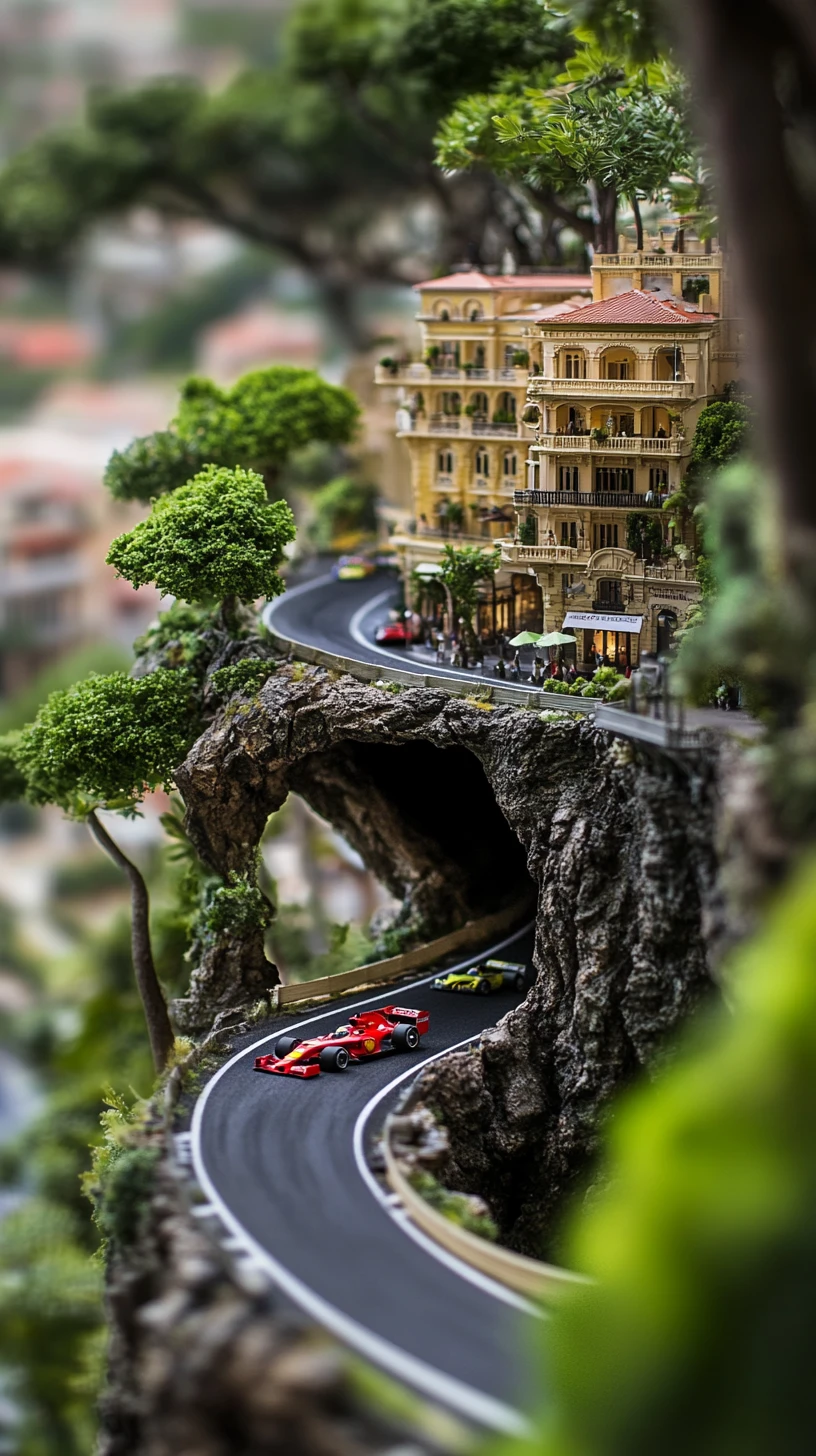 Course de Formule 1 Miniature à l’Intérieur d’un Chêne Pourri