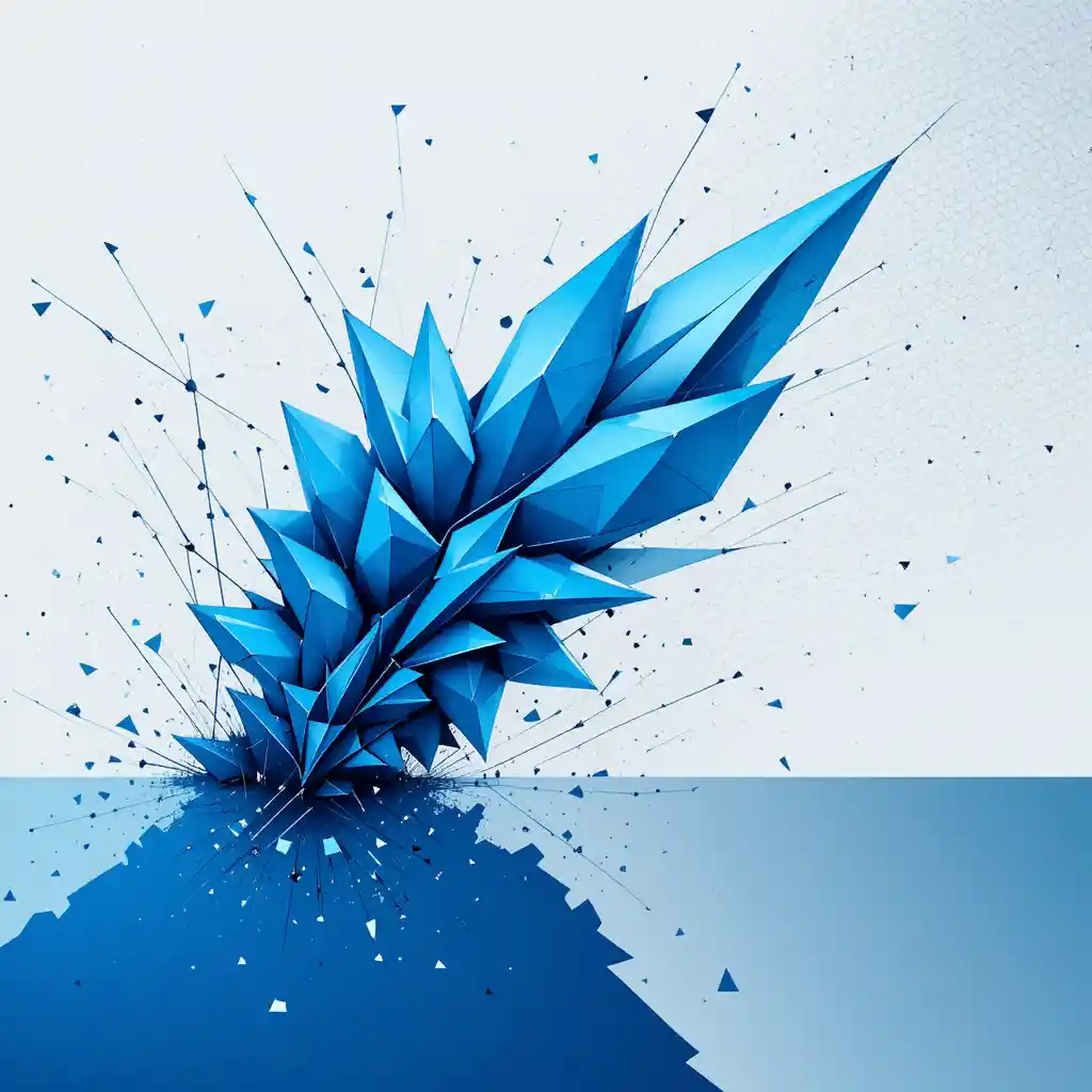 Composizione geometrica blu futuristica su sfondo bianco astratto