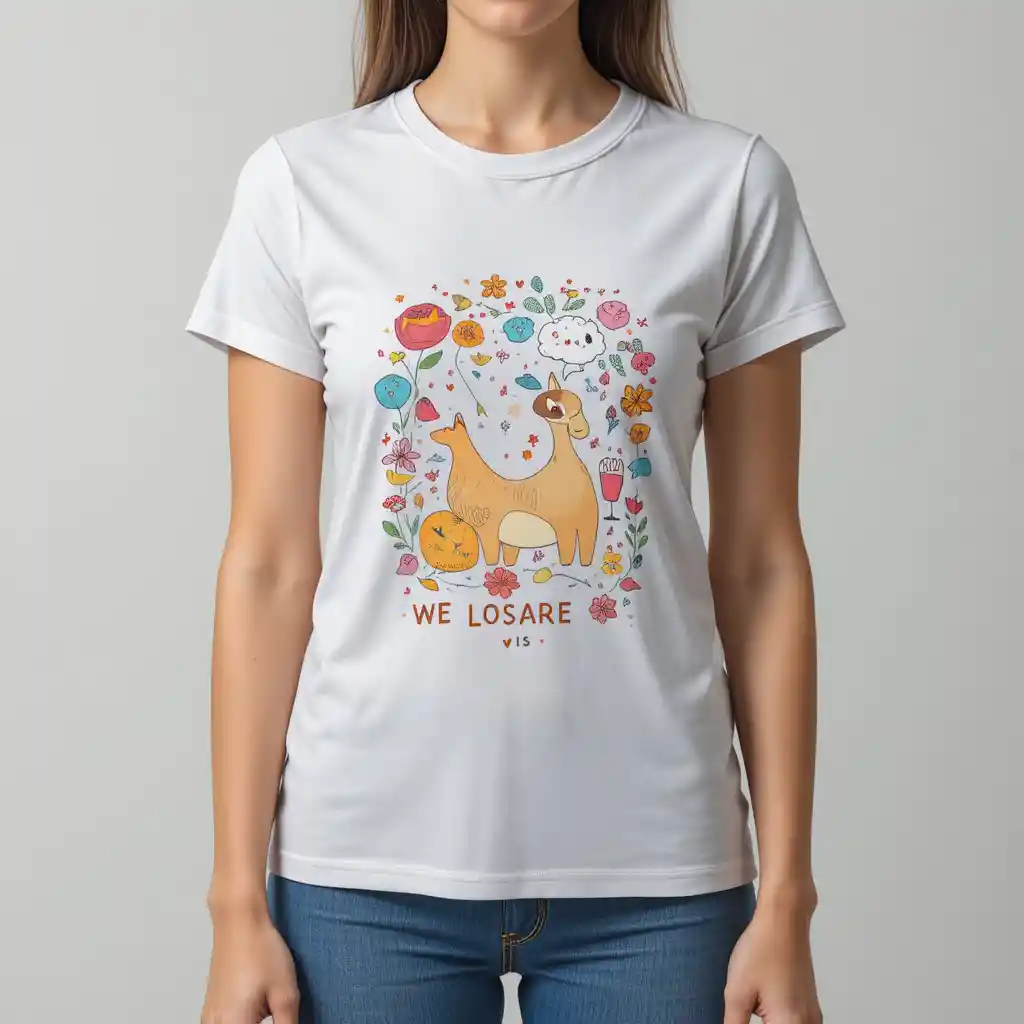 Playful womens tshirt with cute pastel graphic design