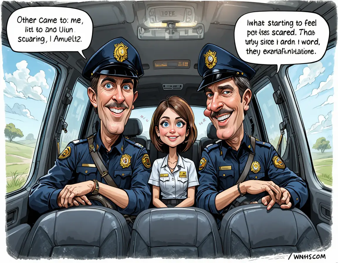 Inside a police van with officers offering gentle support