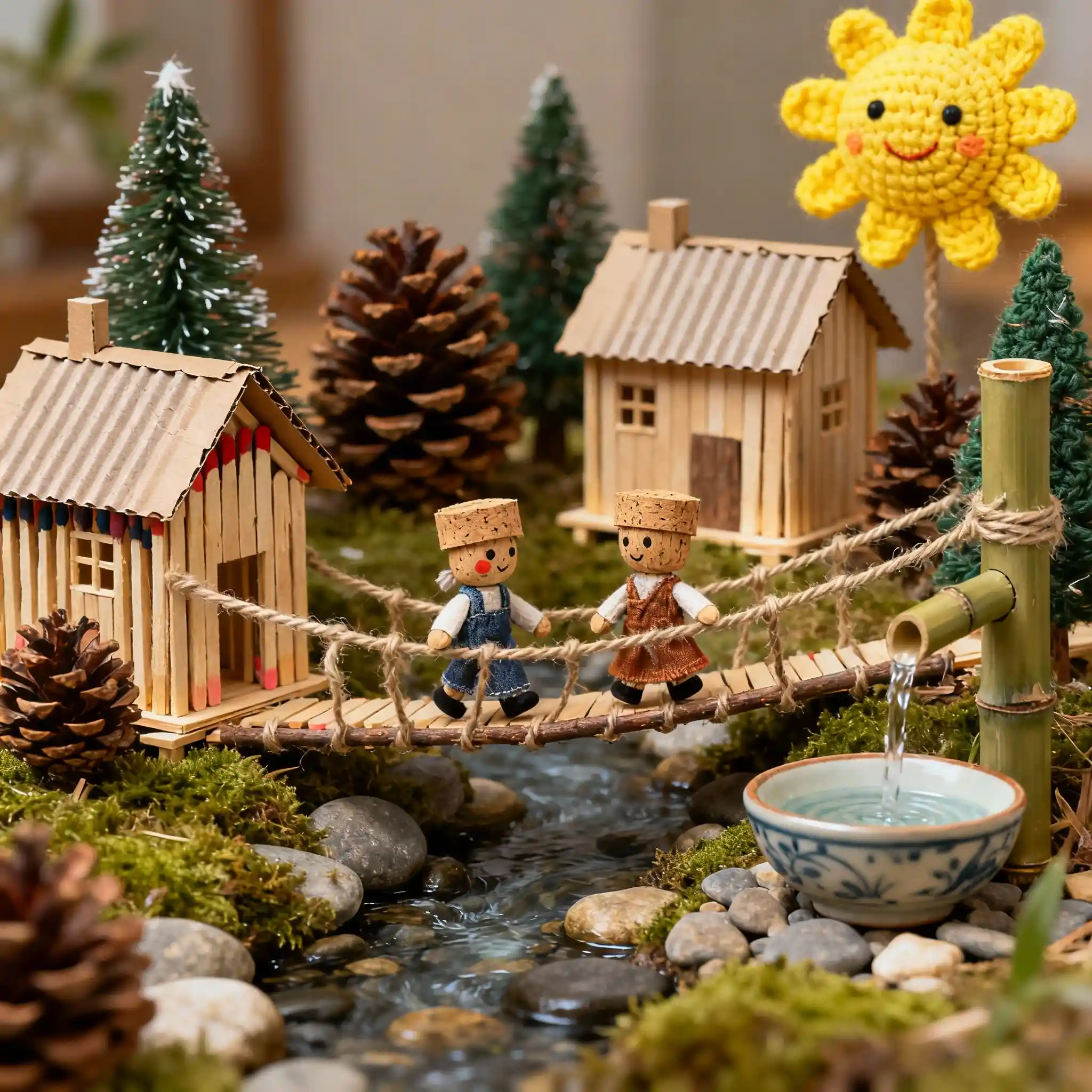 Whimsical Miniature Village Diorama In Soft Indoor Light