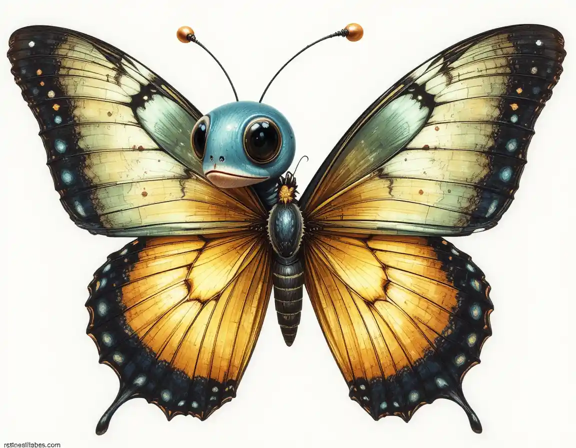 Selterner Schmetterling, der aus der Puppenhülle schlüpft, vor weißem Hintergrund