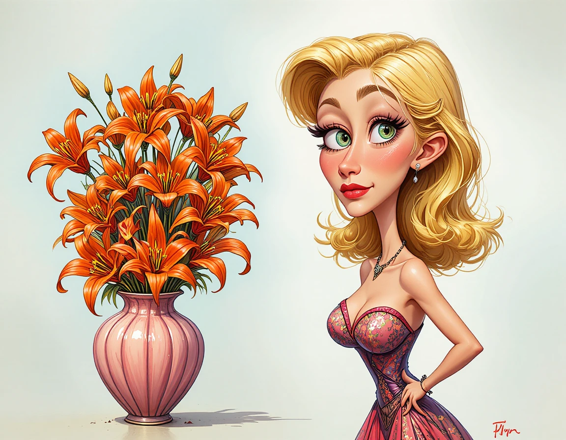 Lys vibrants débordant d’un vase rose et violet