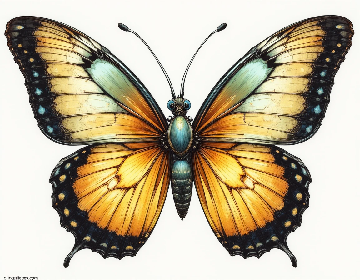 Vektor-Chrysalis, die sich in einen seltenen, schönen Schmetterling verwandelt