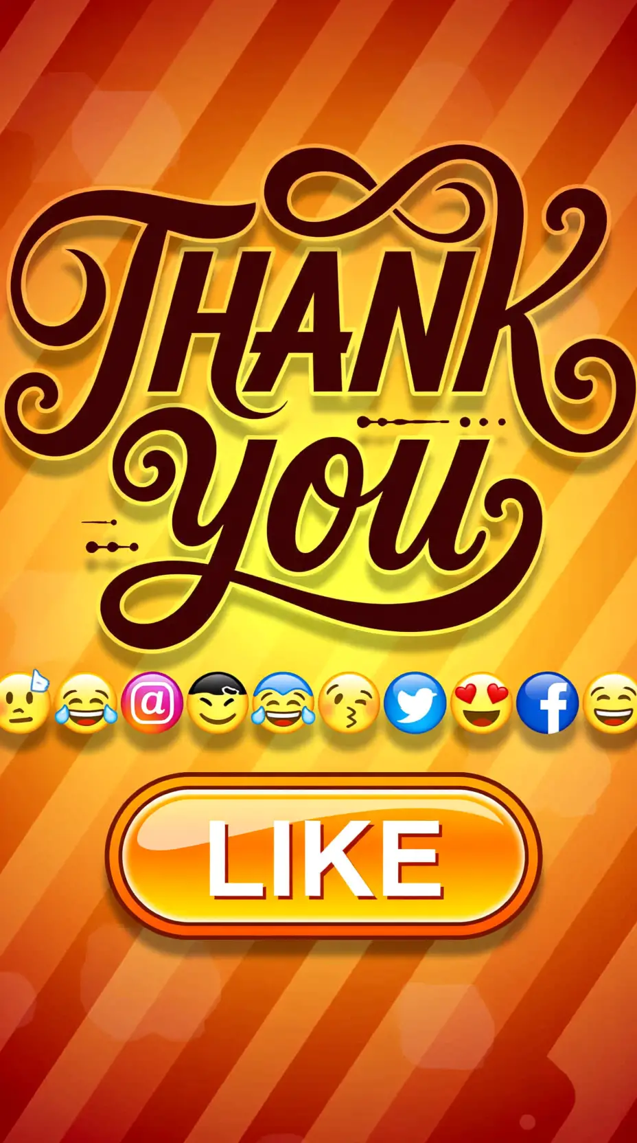 Colorful thank you poster with emojis and like button