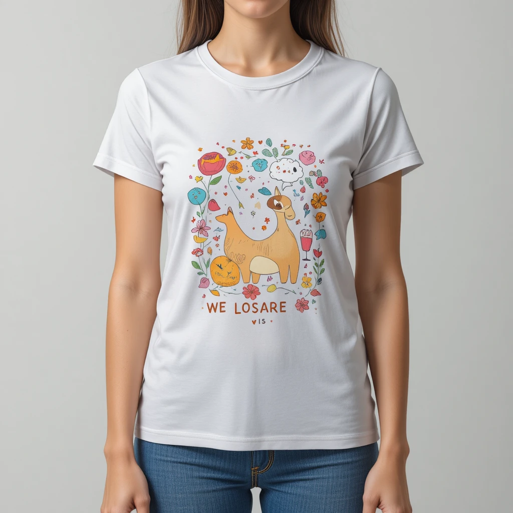 Playful womens tshirt with cute pastel graphic design