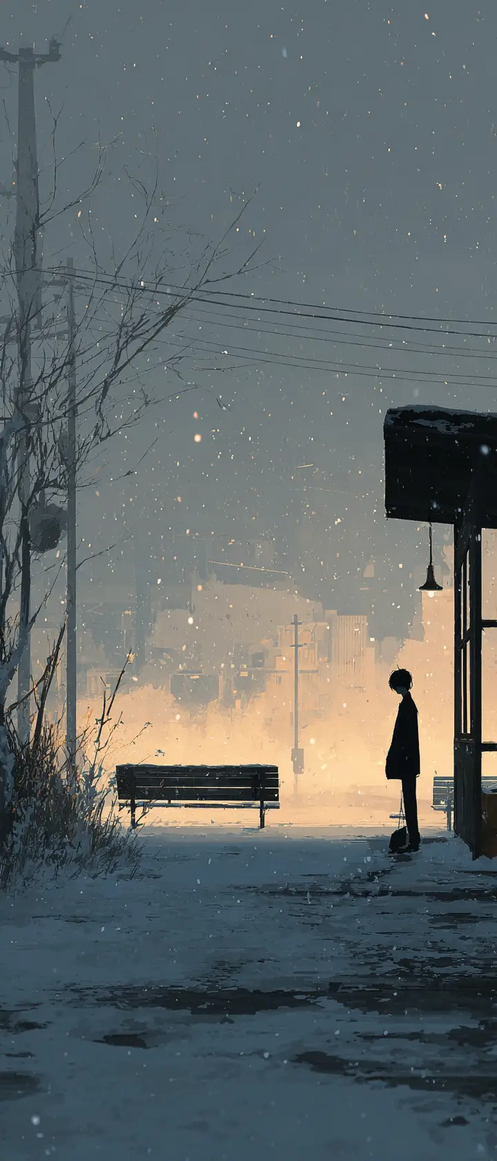 Solitary figure in a quiet empty place at dawn