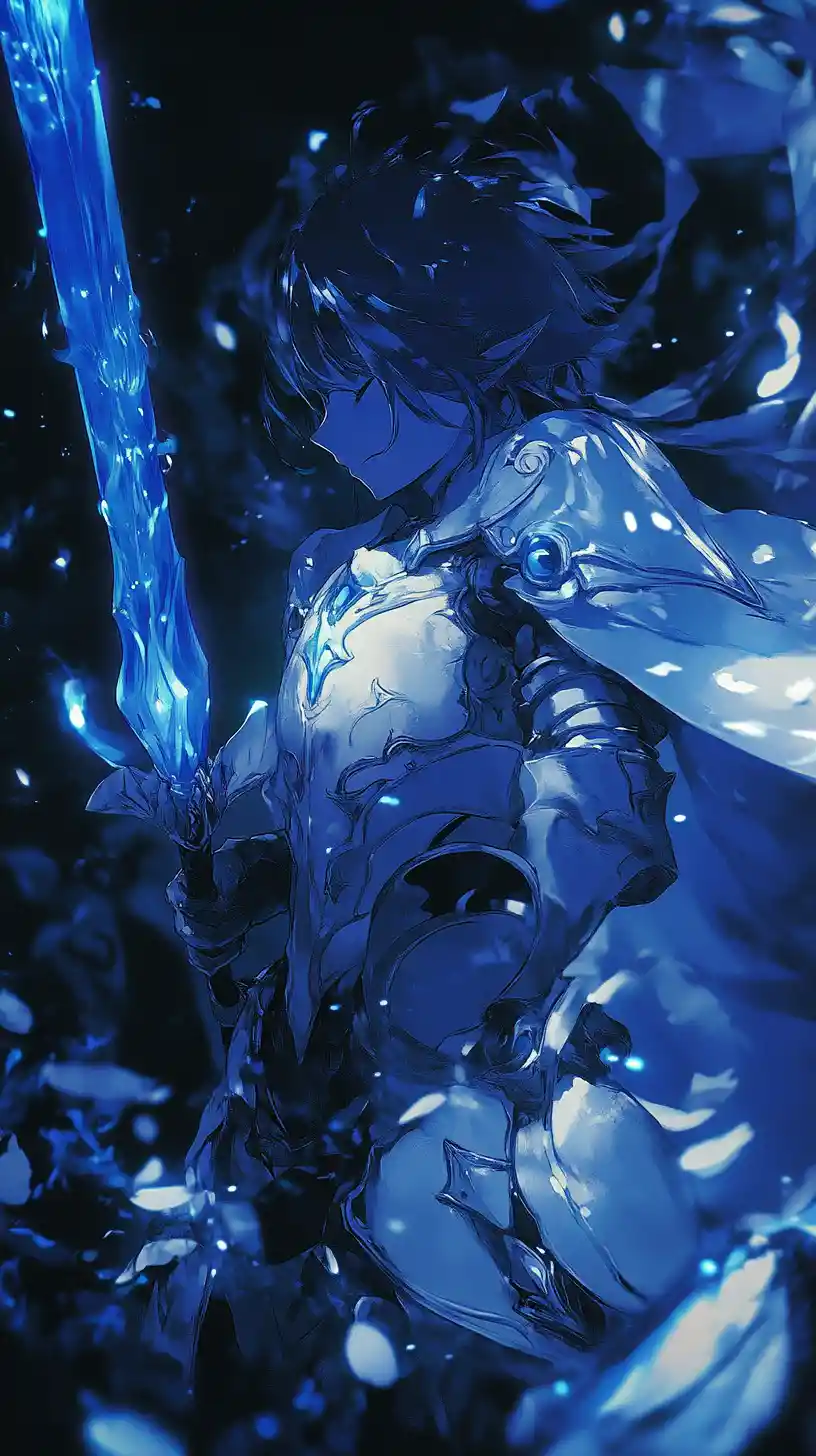 Close up of a beautiful fantasy knight in dynamic battle pose