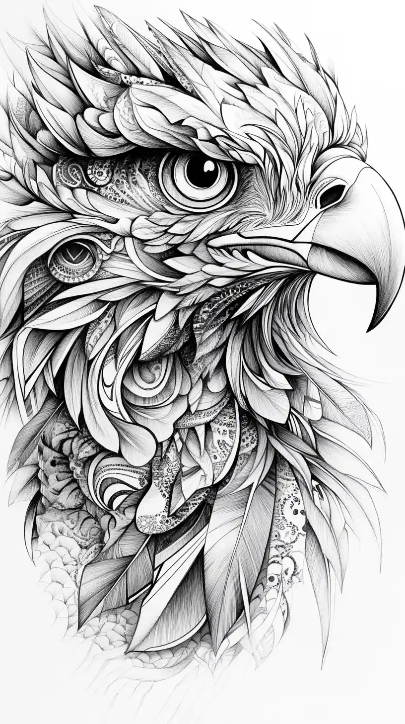 Geometrische Tintenadler-Illustration mit doppeltem Design-Layout