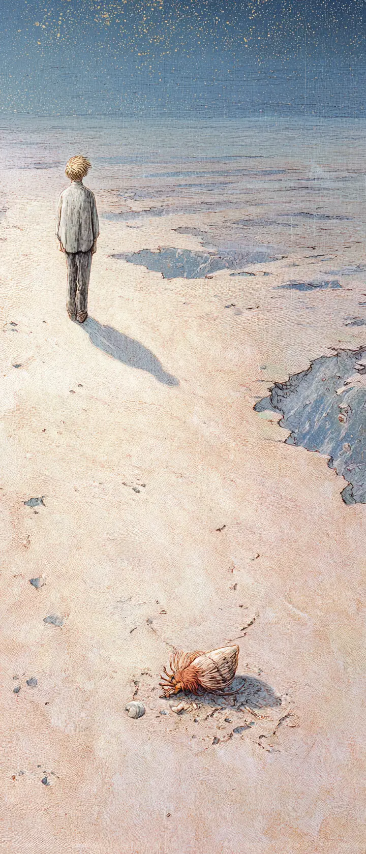 Woman standing at the edge of a vast empty desert