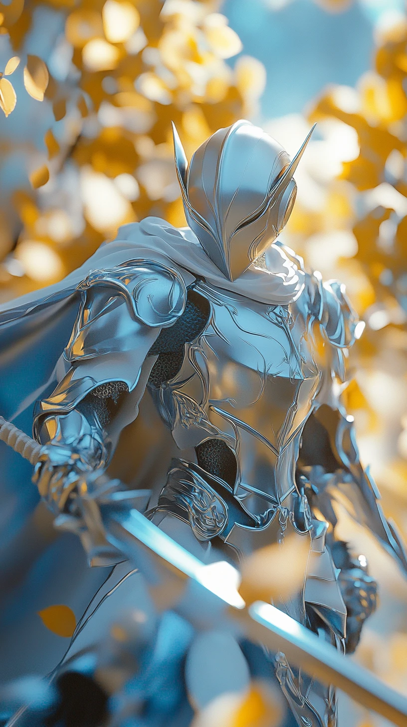 Close up of a beautiful fantasy knight in dynamic action