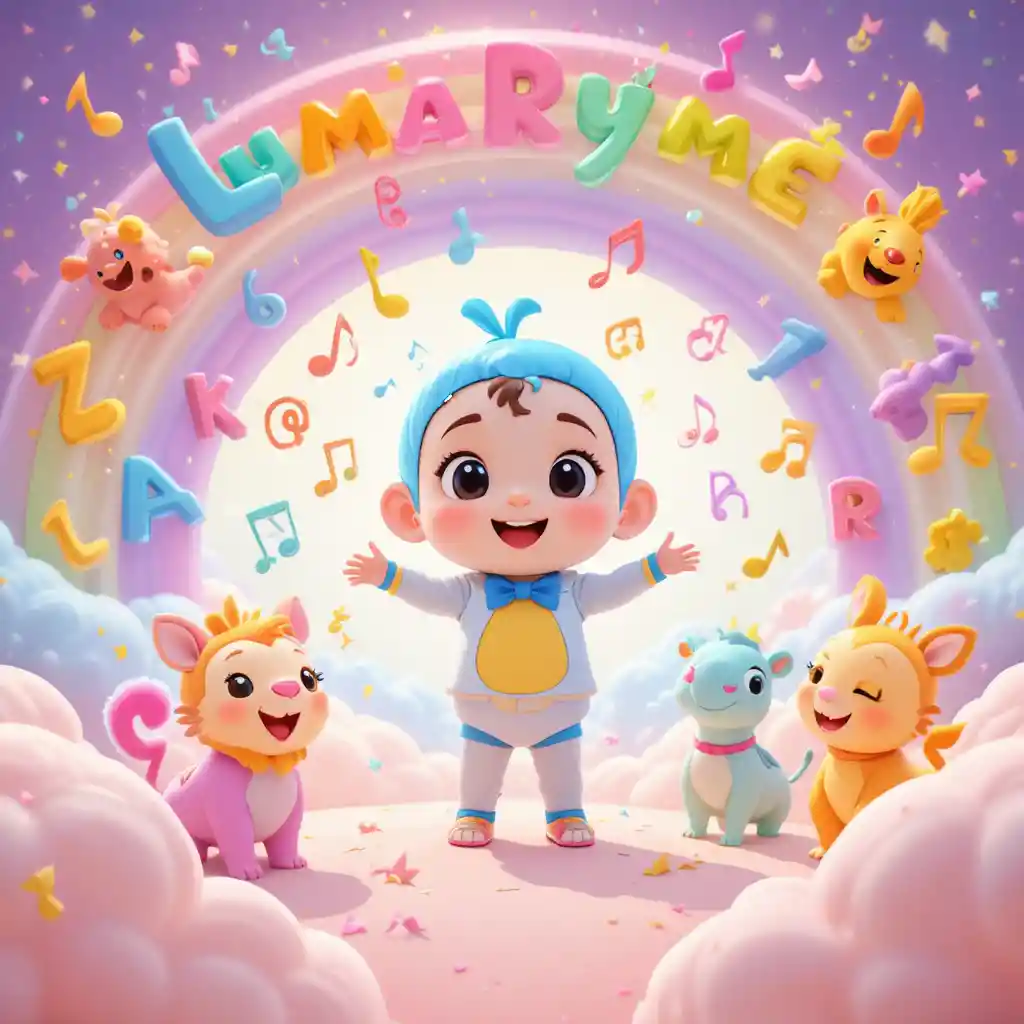 Colorato banner 3D in stile cartone animato con vivaci personaggi piccoli