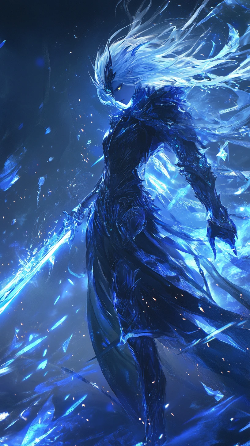 Close up of a beautiful fantasy knight in dynamic battle pose