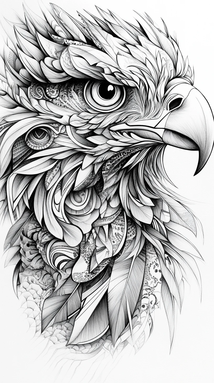 Geometrische Tintenadler-Illustration mit doppeltem Design-Layout