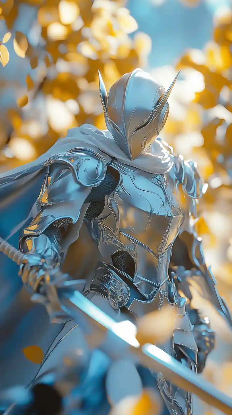 Close up of a beautiful fantasy knight in dynamic action