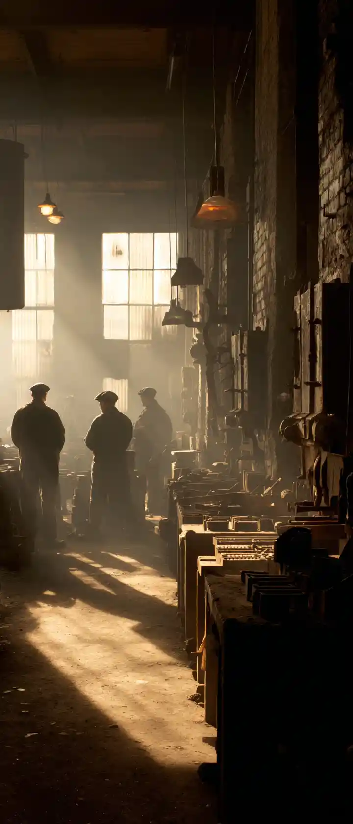 Nostalgic Early 20th Century Ironworks Factory Interior Scene