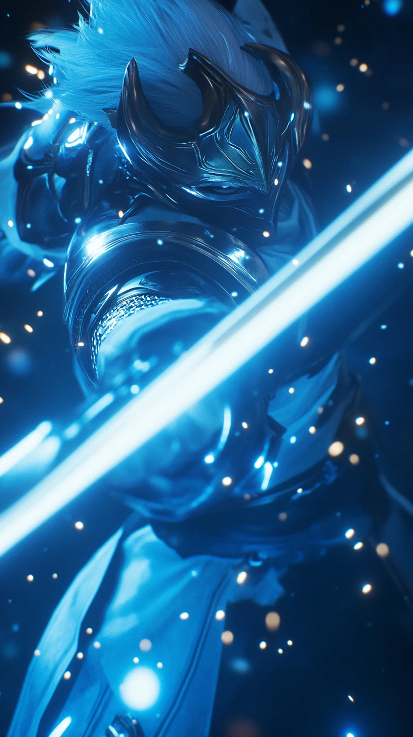 Close up of a brave armored knight in a magical kingdom