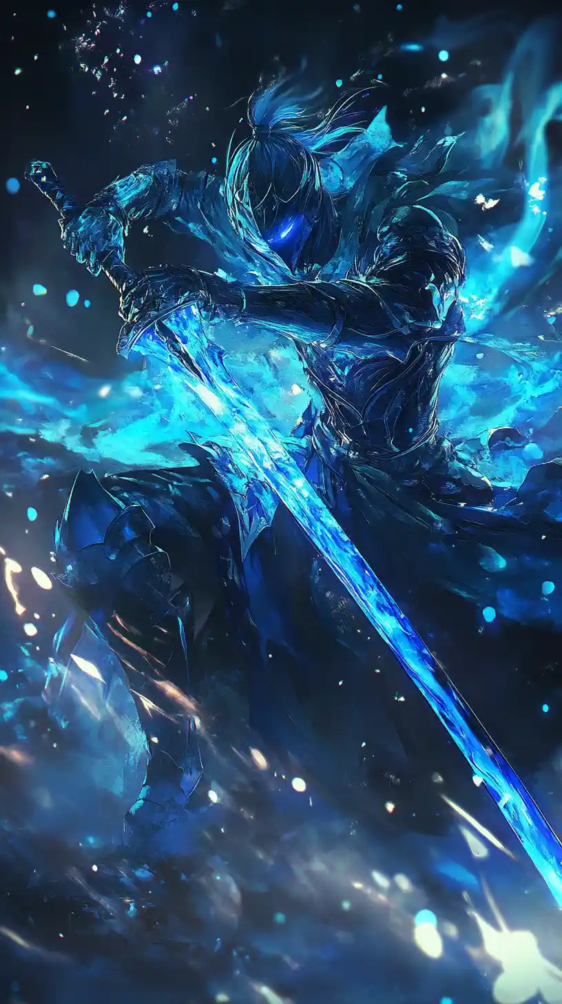 Close up of a beautiful fantasy knight in action